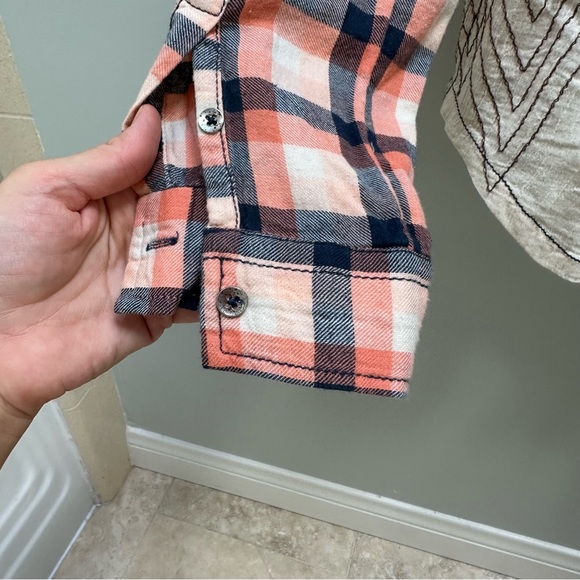 Anthropologie Holding Horses US 4 Embroidered Checkers Shirt Flannel  Button Up - Picture 7 of 9